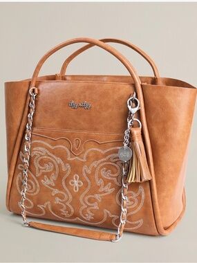 Itzy Ritzy Nash Saddle Boss Tote Western Vegan Leather Tote